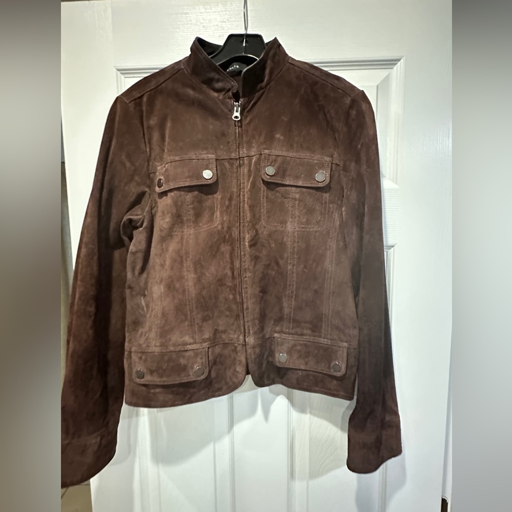 Brown Suede Bomber Jacket